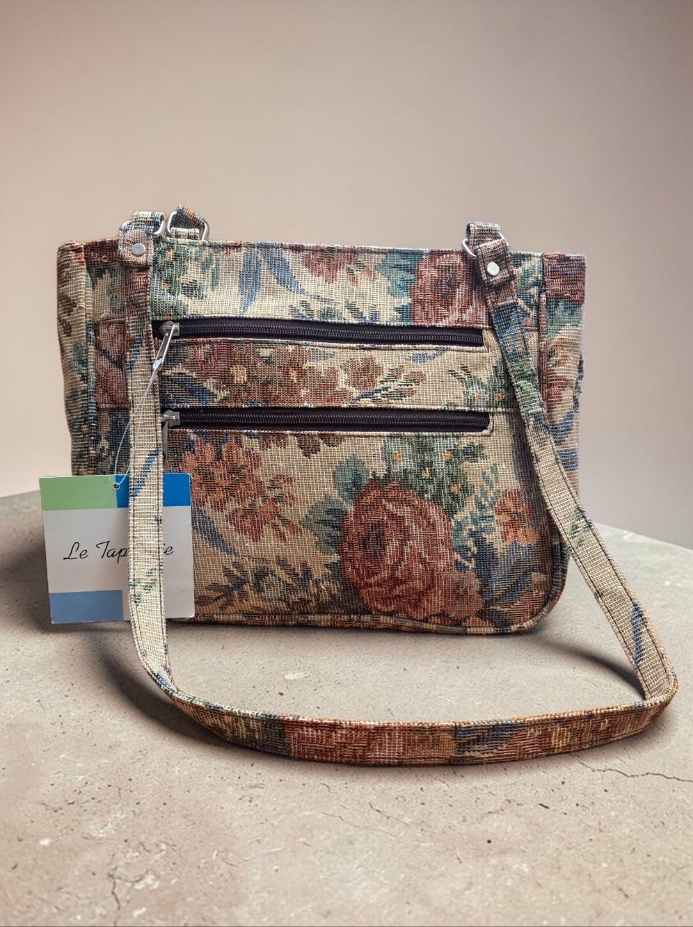 NWT Le Tapestrie Floral Tapestry Shoulder Purse Bag Multicolor 13.5 X 9"